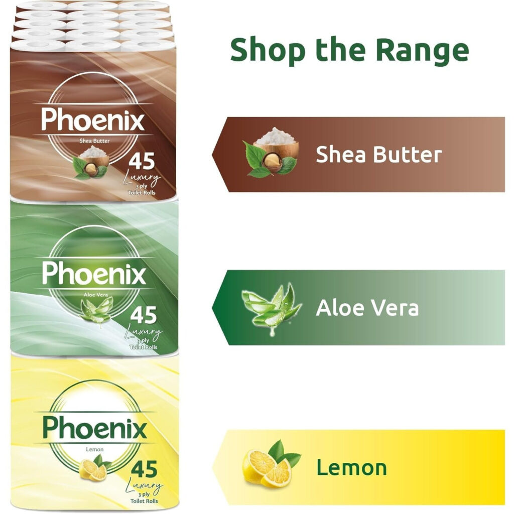 Phoenix 90 Toilet Rolls – 3 Ply Fragrance Free | 10 x 9 Bulk Pack
