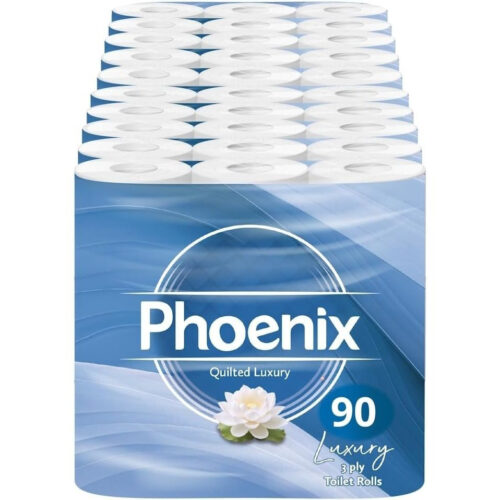 Phoenix 90 Toilet Rolls – 3 Ply Fragrance Free | 10 x 9 Bulk Pack