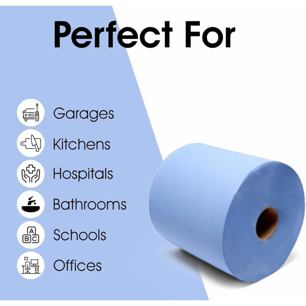 6 Pack Blue Centrefeed Paper Towel Rolls 2 Ply 100m