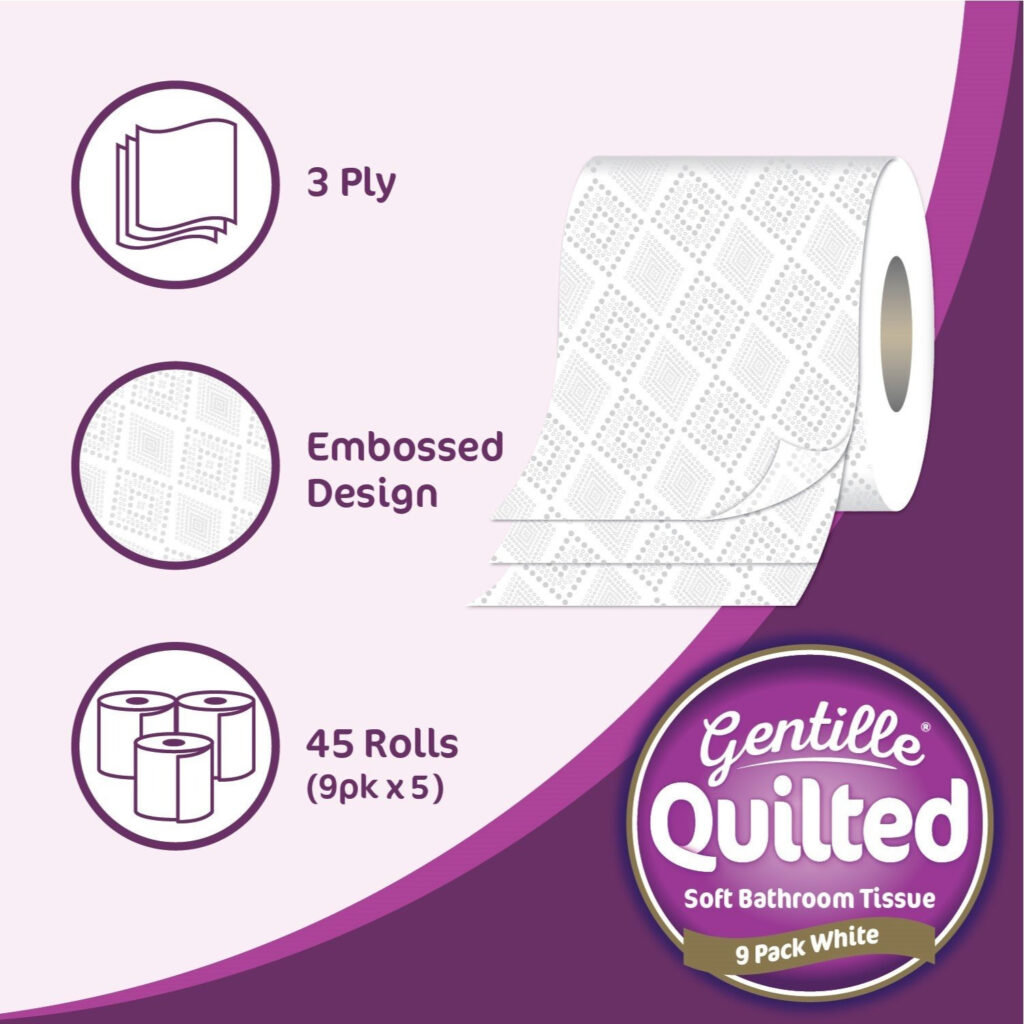 Gentille Quilted Toilet Tissue 45 rolls