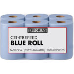 6 Pack Blue Centrefeed Paper Towel Rolls 2 Ply 100m