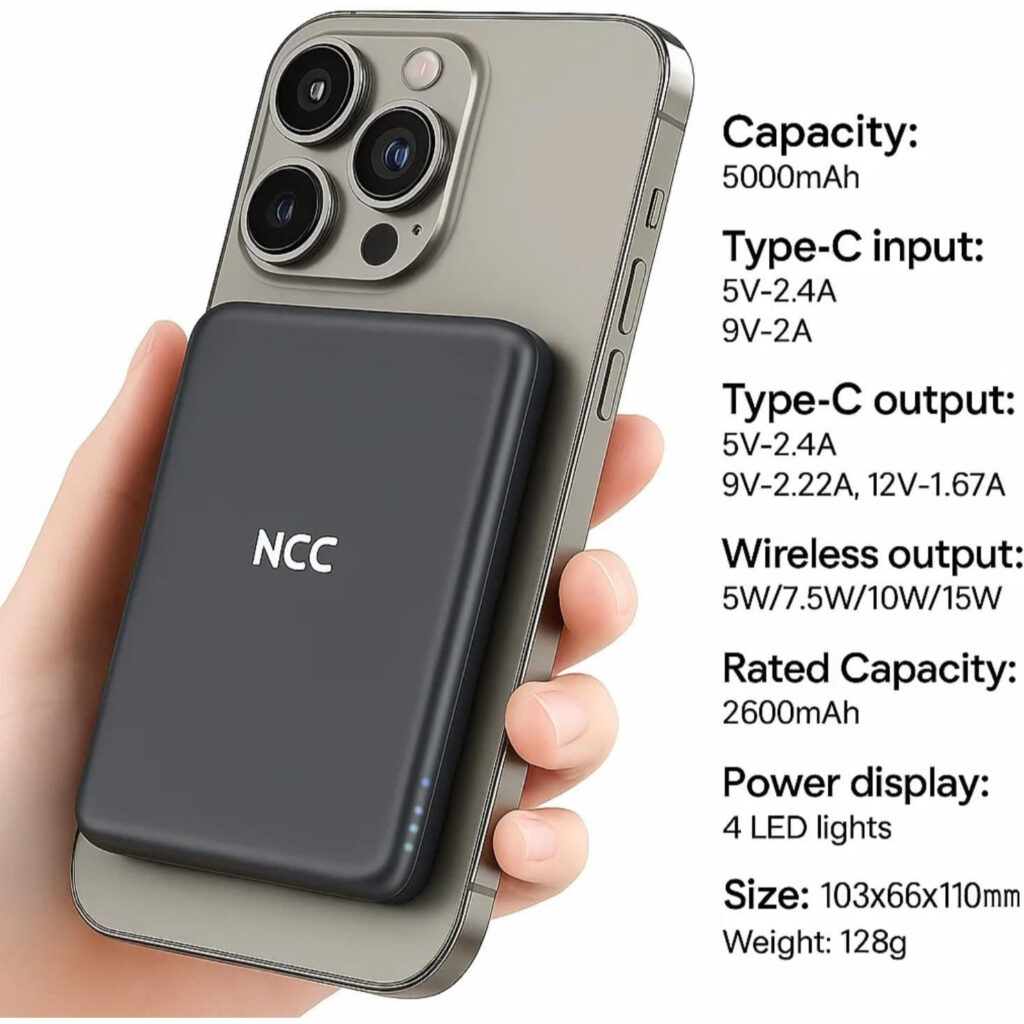 Magnetic Wireless Power Bank Fast Charging with USB-C