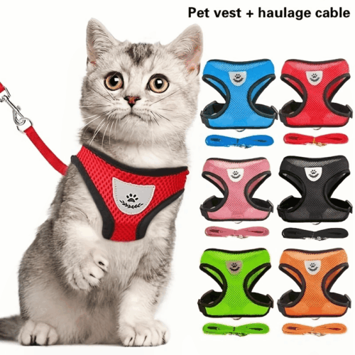 Reflective Pet Harness & Leash Set for Dogs & Cats