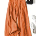 Women’s Linen Wide-Leg Ankle Pants