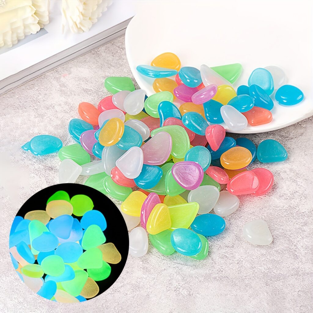 102 pcs Glow in the Dark Garden Pebbles for Outdoor Decor