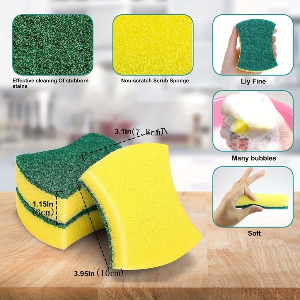 Non Scratch Kitchen Cleaning Sponge Scouring Pads Set 12/24 pcs