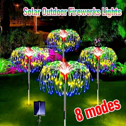 6 Pack 480Leds, 4 Pack 320/240 Leds, 1 Pack – 60 Leds Outdoor Solar Fireworks Lights, Outdoor Lighting Lawn Lights, Garden Lights, 8 Flashing Light Modes Fairytale Lights for Patio, Pathway, Deck Landscape Lighting (Multi-Color, Warm White)