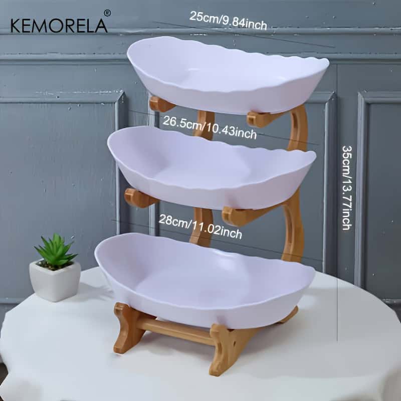 3 Tier Wooden Fruit Basket Kitchen Storage Organizer