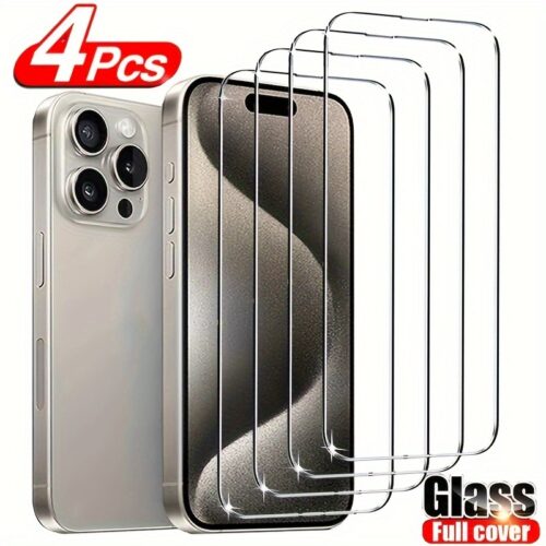 4pcs HD Tempered Glass Screen Protection for iPhone 11 12 13 14 15 16 17 Pro 13 14 15 16 17 Pro Max 17 Air 16e 14 15 16 Plus Protective Glass Film