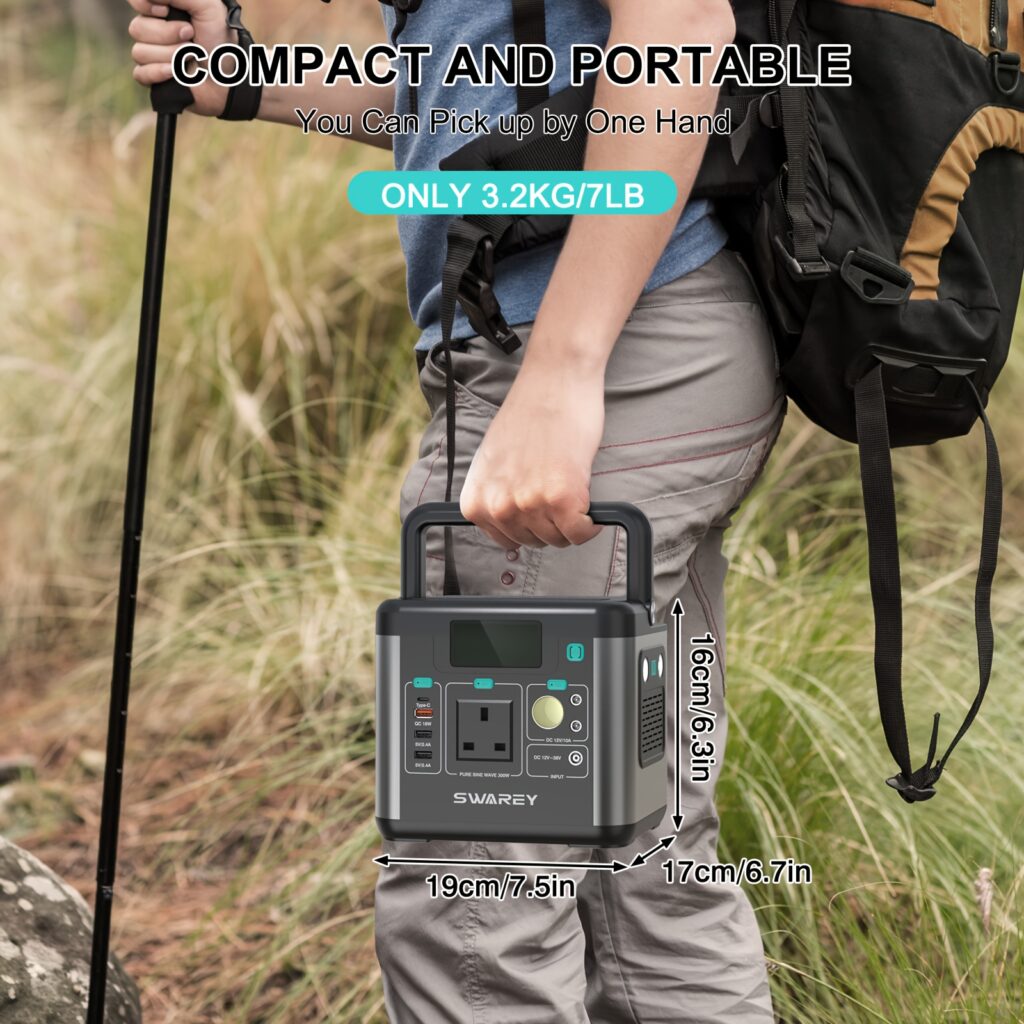 SWAREY 300W Portable Power Station with 100W Solar Panel (222Wh)