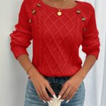 Textured Button Knit Sweater