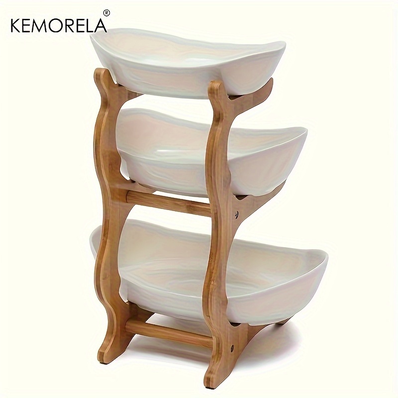 3 Tier Wooden Fruit Basket Kitchen Storage Organizer