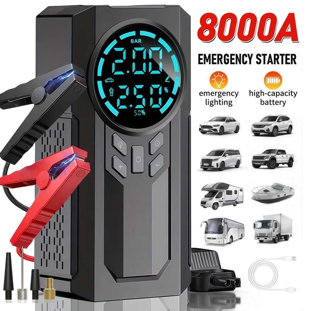 The 8000A Car Emergency Starter with an Air Compressor