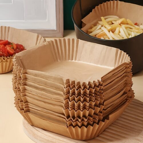 30/100 Pieces Non-Stick Air Fryer Liners, Easy to Clean, Healthy Cooking, Single Sheet Suitable for Baking, Roasting, and Microwaving – Ideal for Home and Commercial Kitchen Use