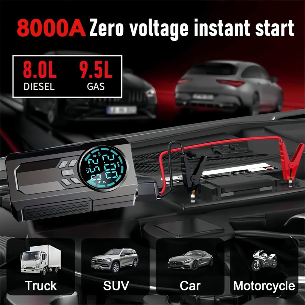 The 8000A Car Emergency Starter with an Air Compressor