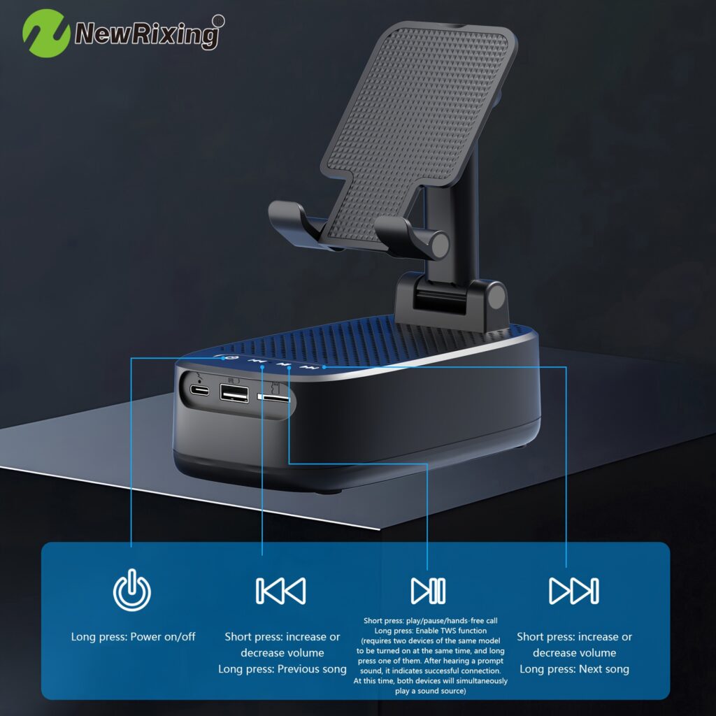 NewRixing 6W Wireless Speaker with Phone Holder