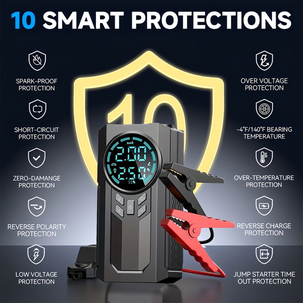 The 8000A Car Emergency Starter with an Air Compressor