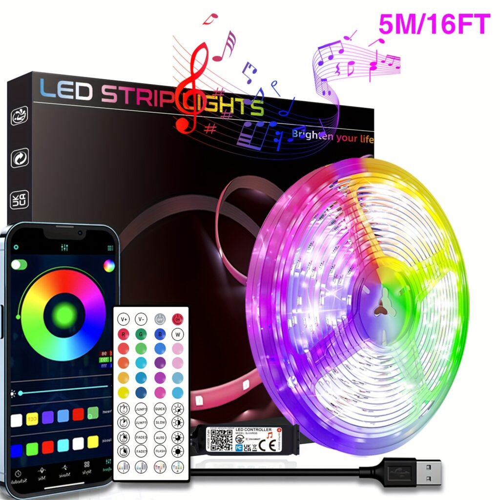 Smart RGB LED Strip Lights with App Control & Music Sync (30M)
