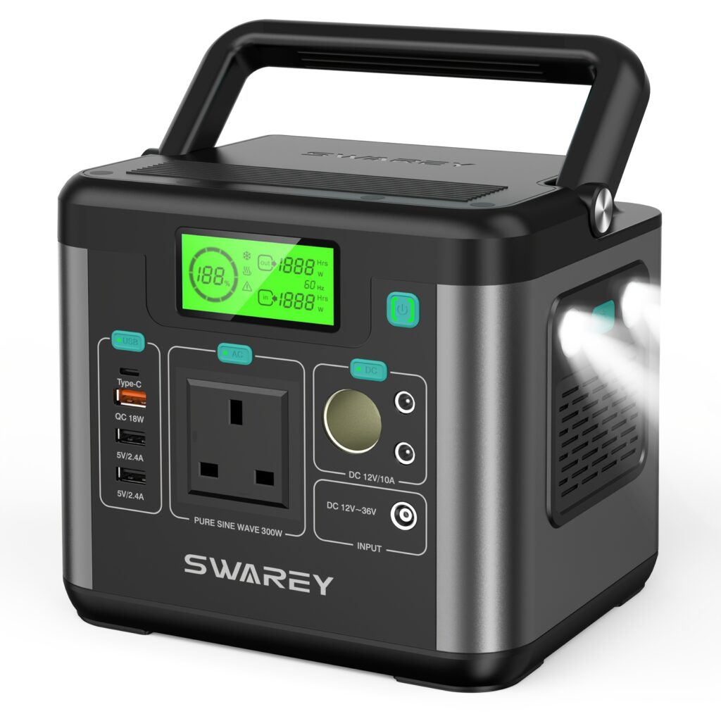 SWAREY 300W Portable Power Station with 100W Solar Panel (222Wh)