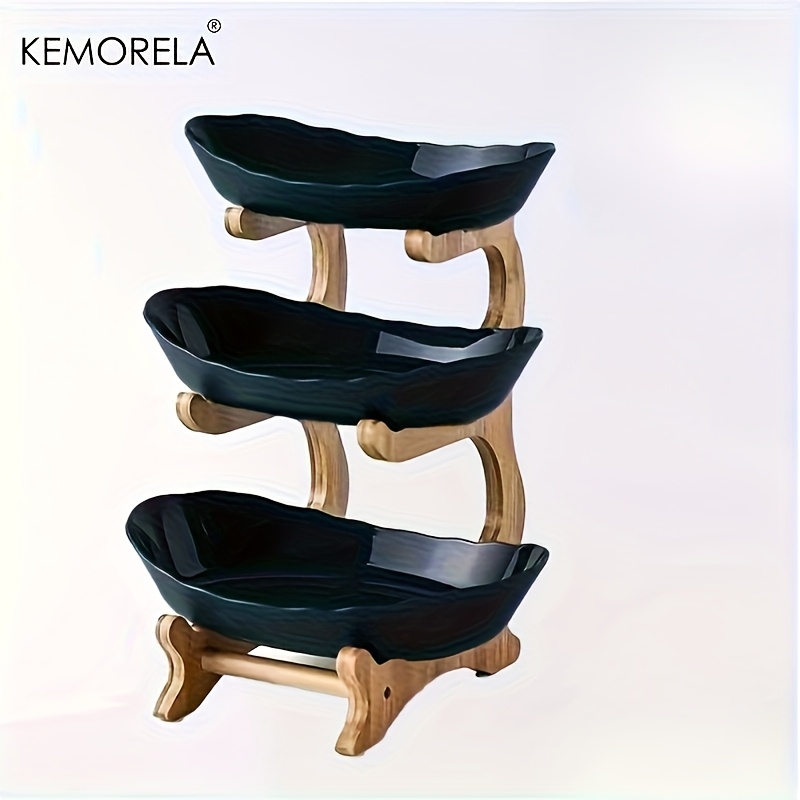 3 Tier Wooden Fruit Basket Kitchen Storage Organizer