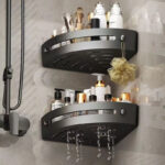 2PCS No Drill Bathroom Corner Shelves Shower Storage Rack
