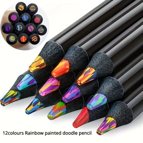 12 Rainbow Colored Pencils with Magical Gradient Colors – Dust-Free, with a Line Diameter of Over 2Mm, Suitable for Ages 3 And Up