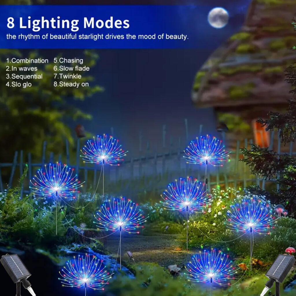 Solar Fireworks Lights 480 LED Outdoor Garden Decor