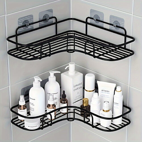 Corner Shower Rack – Rust-Resistant, Wall-Mounted Bathroom Storage Shelf, Ideal for Holding Shampoo, Toner, And Cosmetics.