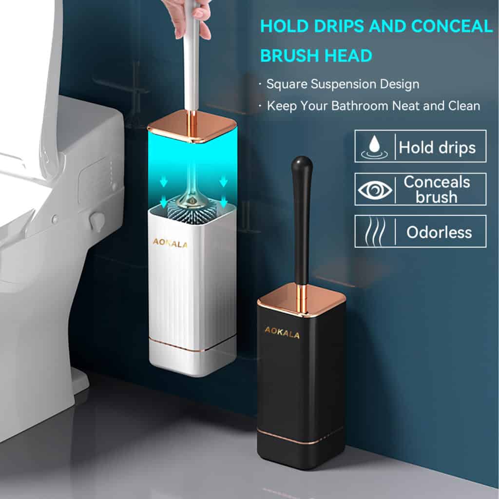 Toilet Brush and Holder Set Long Handle Bathroom