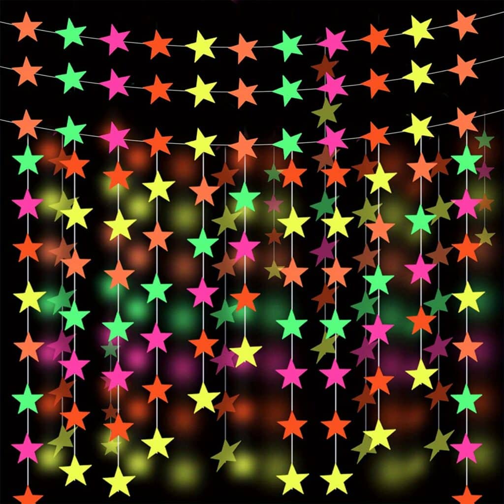 UV Glow Party Streamers Neon Blacklight Garland