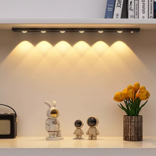 Modern LED Human Body Sensor Strip Light, Wireless Rechargeable Magnetic Tape, Suitable for Shoe Cabinets, Display Cabinets, Wardrobes, Cabinets, No Wiring Needed