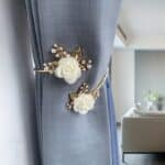 Elegant Curtain Holdback Metal Faux Pearl Flower