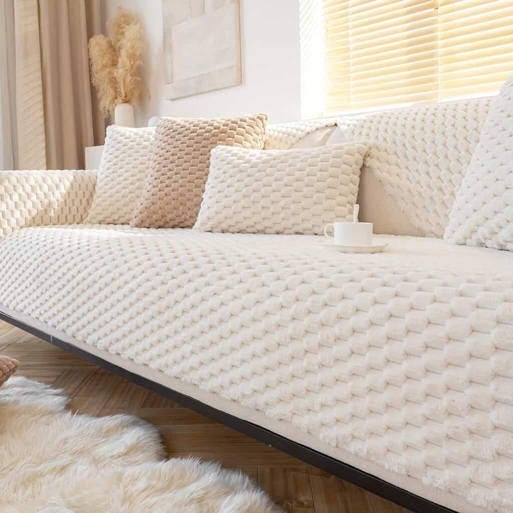 Honeycomb Velvet Sofa Cushion Non Slip Pet Friendly