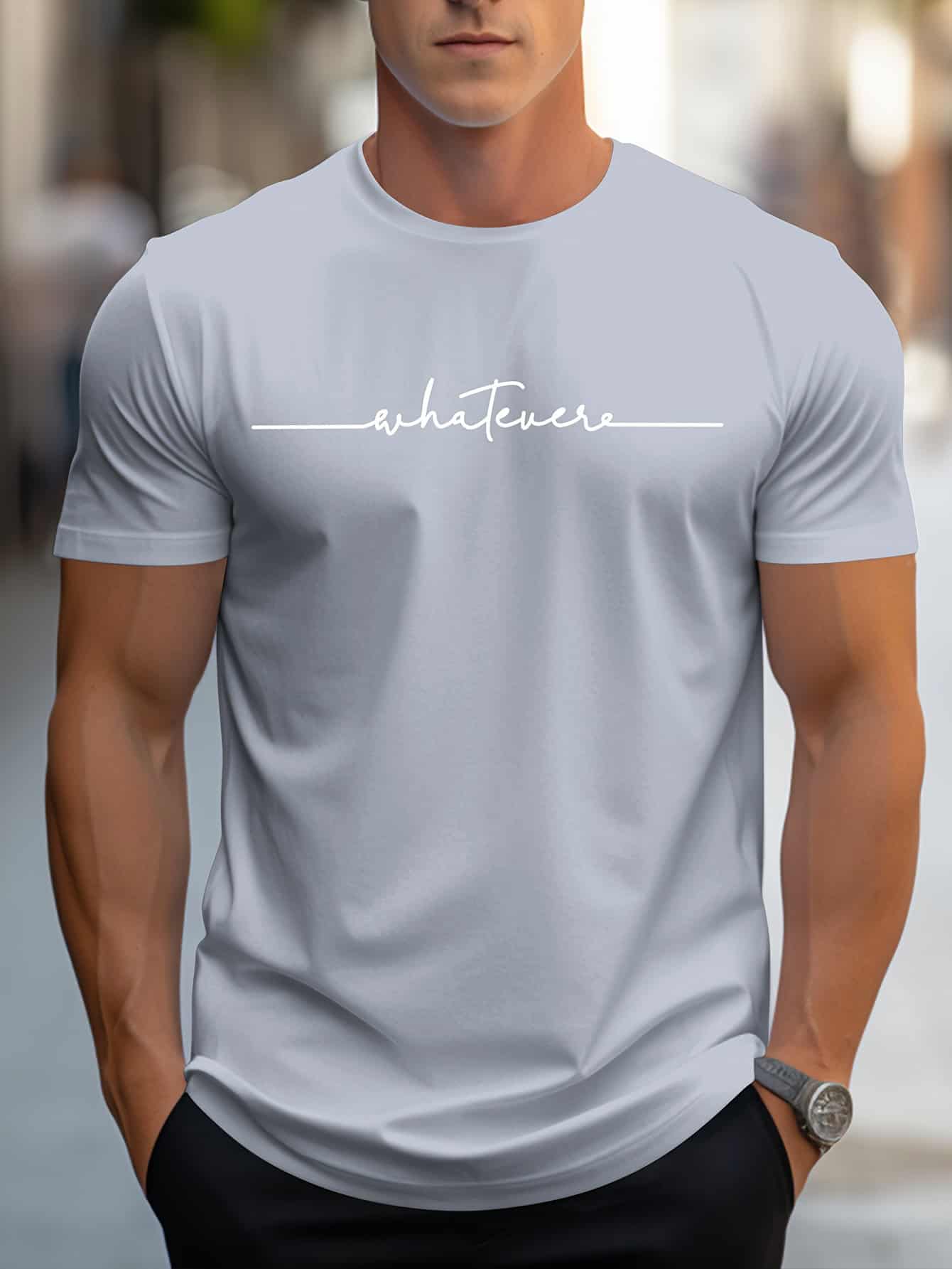 Men’s Minimalist Letter Print Crew Neck T-Shirt Casual