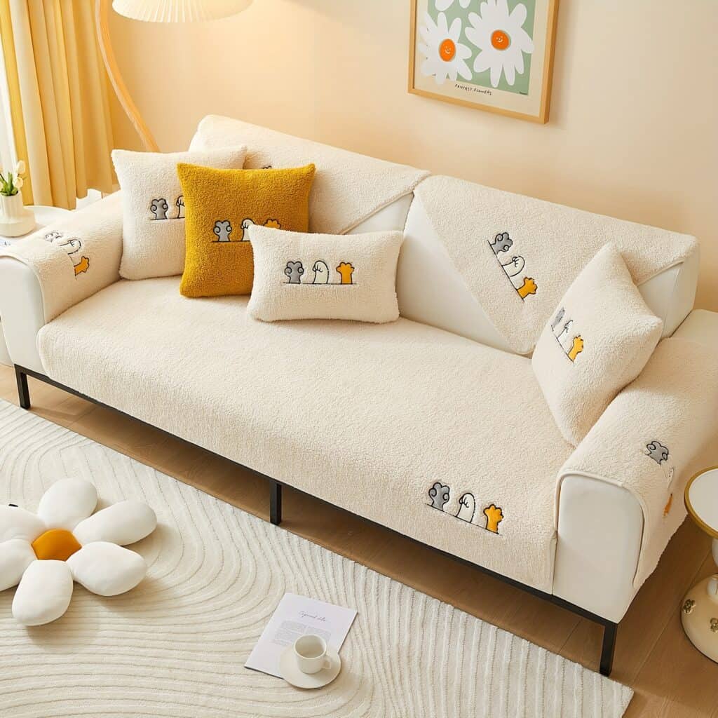 Sherpa Sofa Slipcover Non Slip Pet Friendly Cover