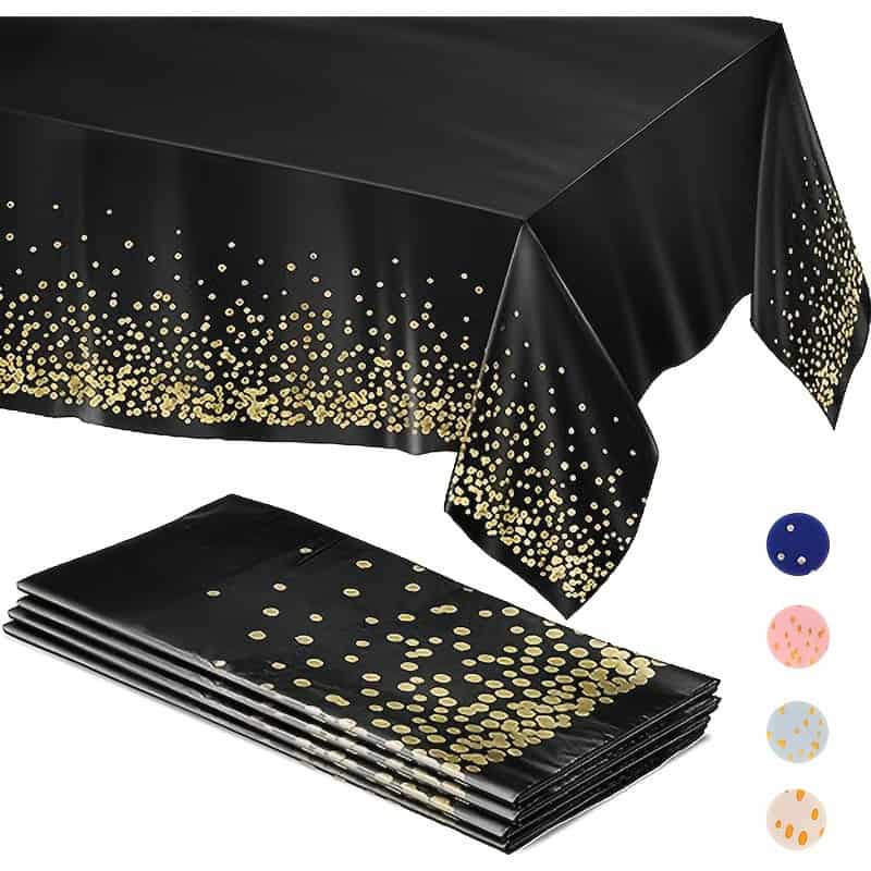 Disposable Party Tablecloth Gold Dot Plastic Cover