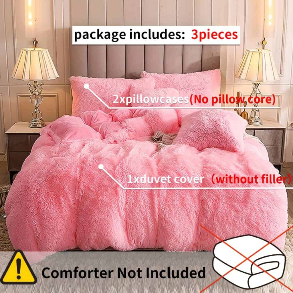 Plush Long Hair Duvet Cover Set Soft Fluffy 3pcs