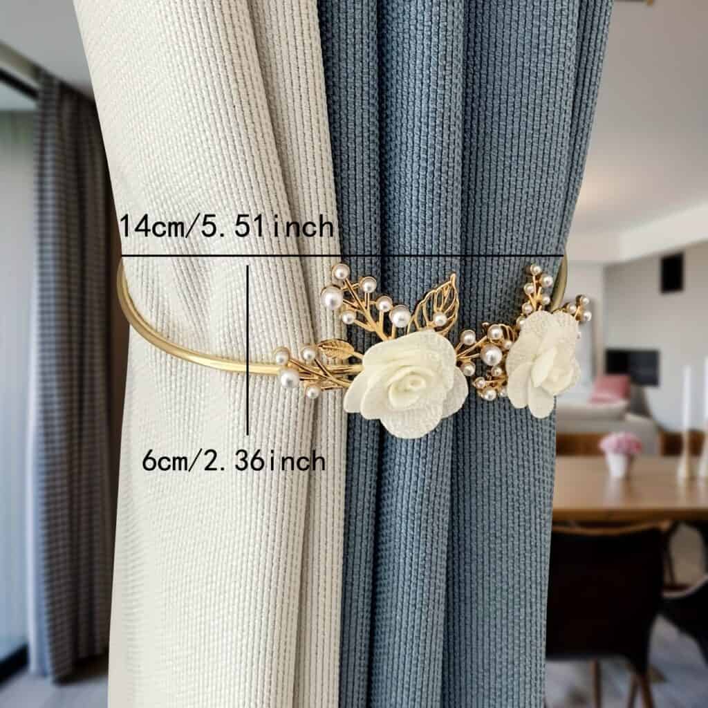 Elegant Curtain Holdback Metal Faux Pearl Flower