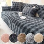 Plush Sofa Cushion Faux Rabbit Fur Soft Non Slip Cover