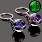 Glow in the Dark 12 Zodiac Keychain Glass Ball Keyring