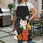 Cute Cat Print Kitchen Apron Adjustable Polyester Bib