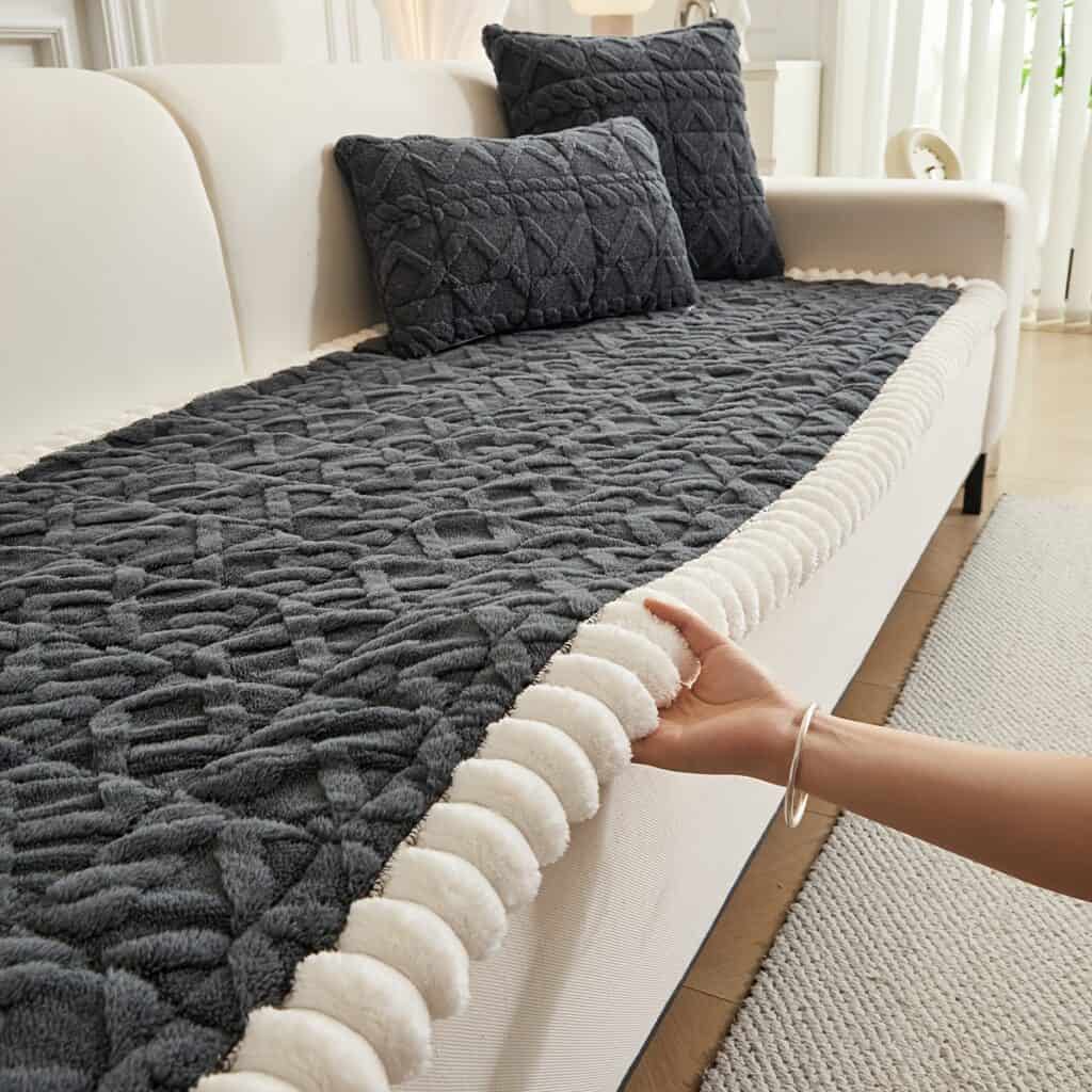 Quilted Sofa Cushion Cover Thick Warm Boho Style