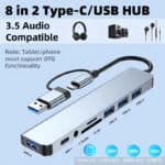 8-in-1 USB-C Hub Multiport Adapter with HDMI SD