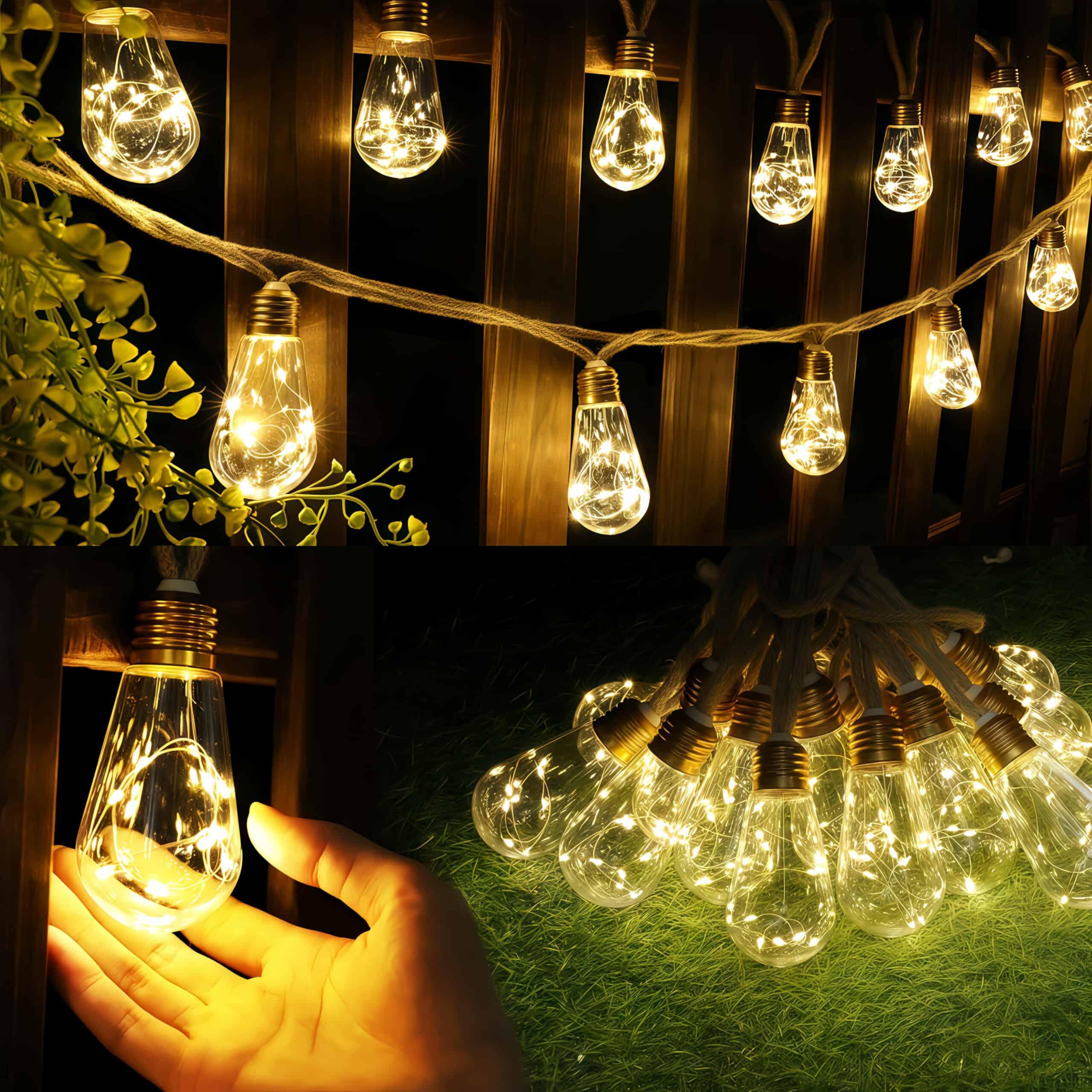 Solar Outdoor String Lights with 8 Modes Garden Lights