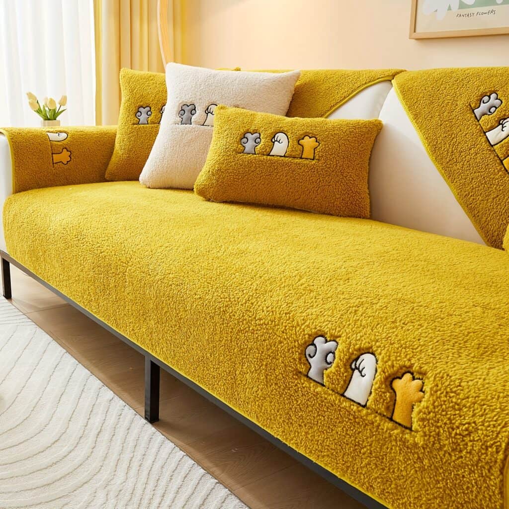 Sherpa Sofa Slipcover Non Slip Pet Friendly Cover