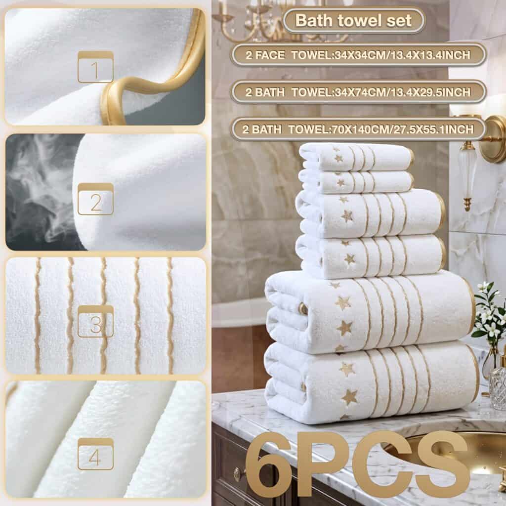 6 Piece Microfiber Towel Set Soft Quick Dry
