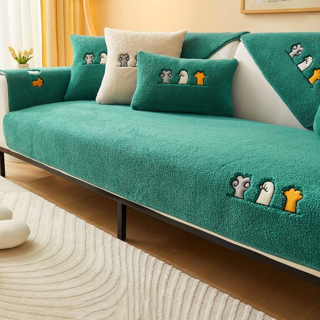 Sherpa Sofa Slipcover Non Slip Pet Friendly Cover