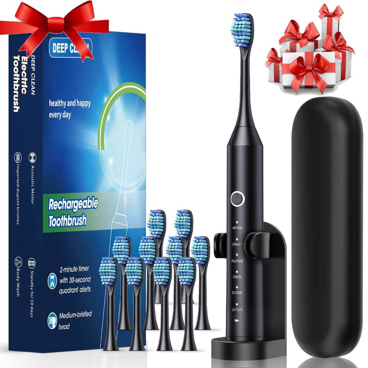 Electric Toothbrush USB Rechargeable 6 Modes Soft Bristles