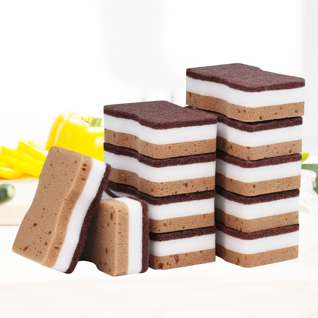 5/10/20/40pcs Seaweed Cleaning Sponges Non Scratch Kitchen Scrub Pads Set