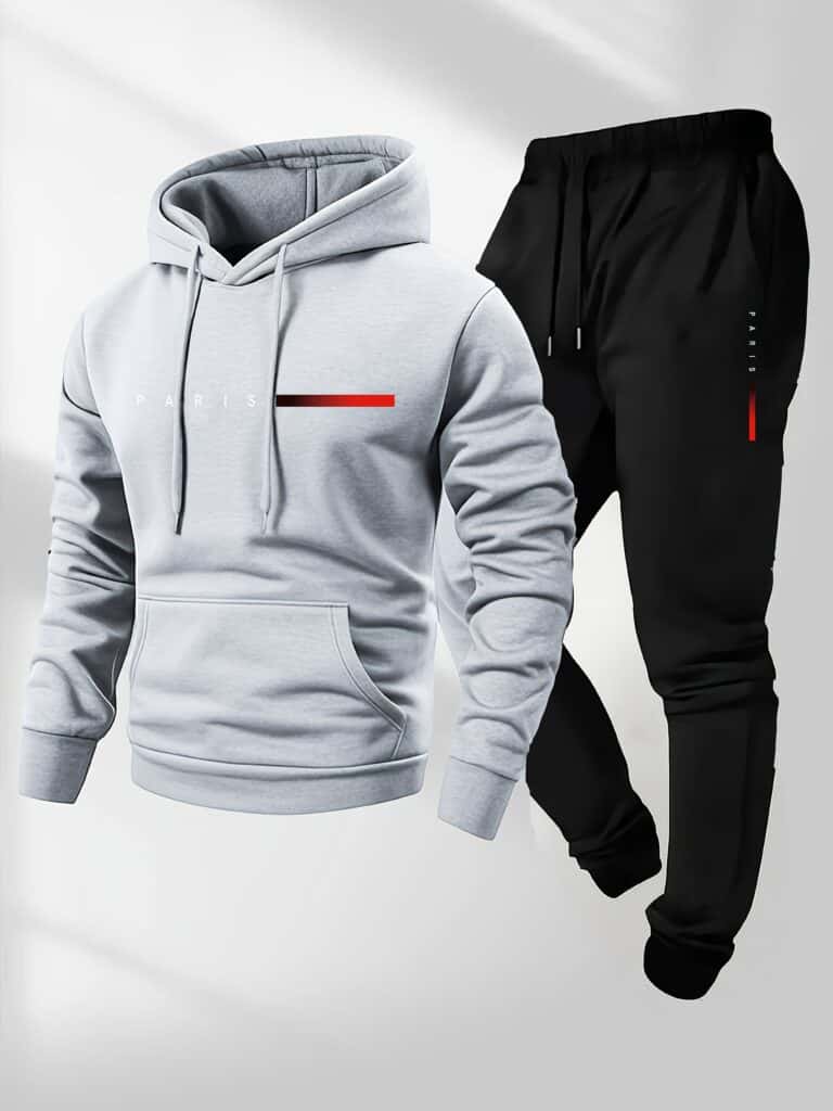 Men’s Hoodie and Jogger Set Paris Print Tracksuit